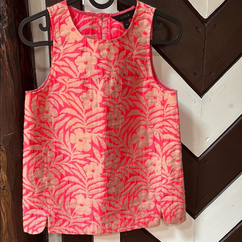 J. Crew Neon Pink Plumeria Jacquard Floral Sleeveless 00